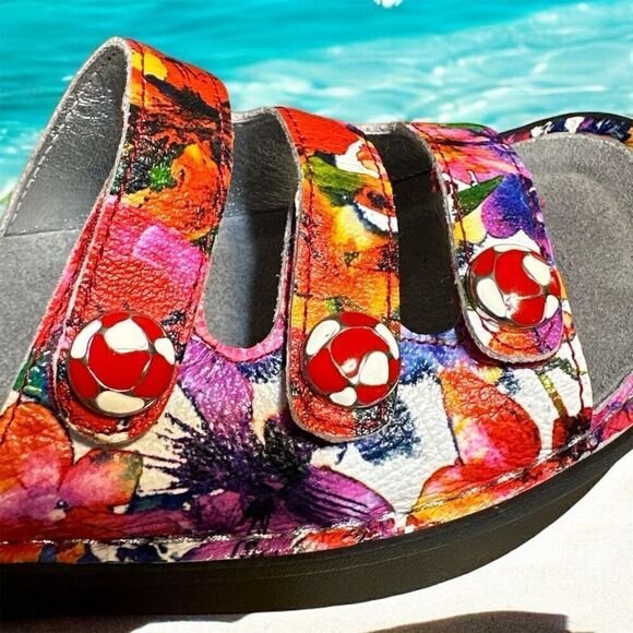 Alegria Fiona Iris Floral Leather Slide Sandals Women's Size 7 Multicolor - Picture 5 of 11